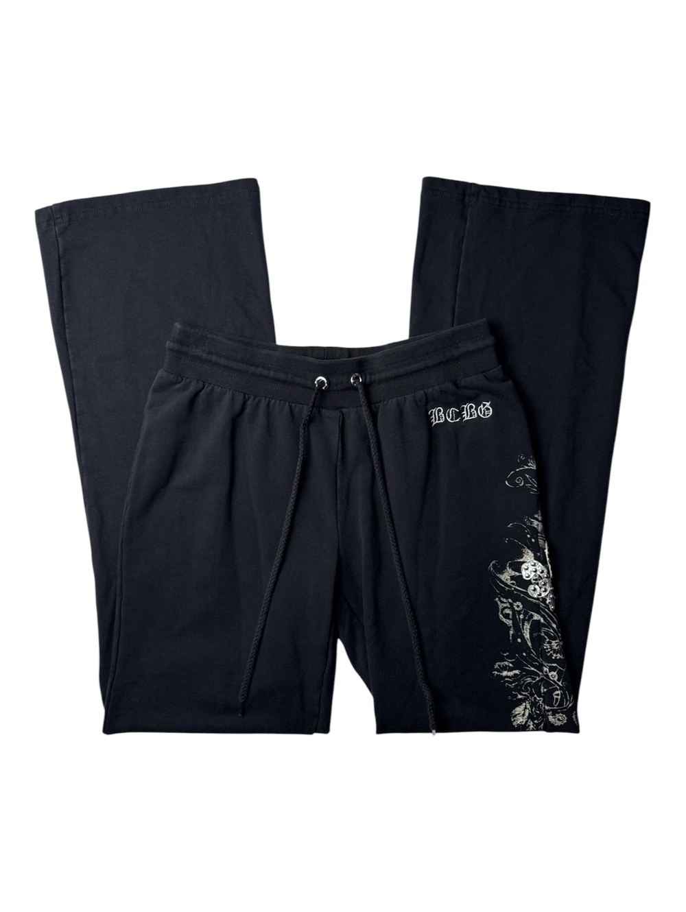 BCBGMAXAZRIA Black Graphic Flare Sweatpants